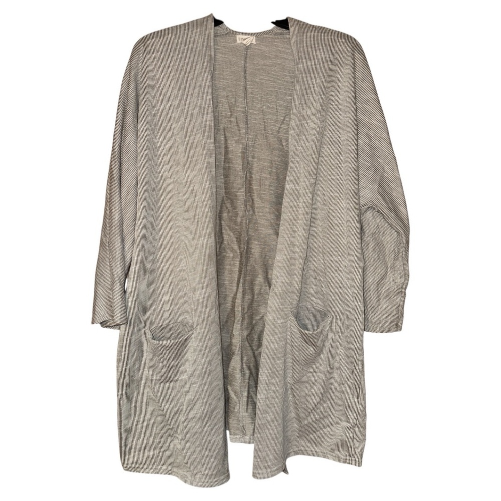 Donni Anthropologie Striped Open Front Cardigan OSFA Gray‎ Lightweight Pockets